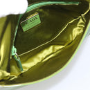 PRADA Shoulder Bag Patent leather Green Silver Auth 213055-20