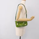 PRADA Shoulder Bag Patent leather Green Silver Auth 213055-27