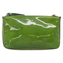 PRADA Shoulder Bag Patent leather Green Silver Auth 213055-3