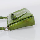 PRADA Shoulder Bag Patent leather Green Silver Auth 213055-4