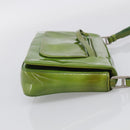 PRADA Shoulder Bag Patent leather Green Silver Auth 213055-5