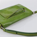 PRADA Shoulder Bag Patent leather Green Silver Auth 213055-6