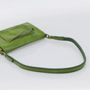 PRADA Shoulder Bag Patent leather Green Silver Auth 213055-7