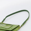 PRADA Shoulder Bag Patent leather Green Silver Auth 213055-8