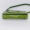 PRADA Shoulder Bag Patent leather Green Silver Auth 213055-9