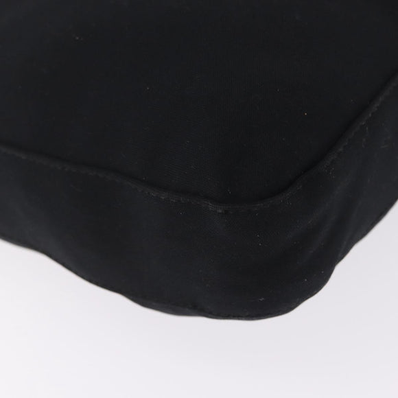 FENDI Mamma Baguette Shoulder Bag Cotton jersey Black Silver Auth 213058