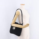 FENDI Mamma Baguette Shoulder Bag Cotton jersey Black Silver Auth 213058-28
