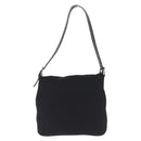 FENDI Mamma Baguette Shoulder Bag Cotton jersey Black Silver Auth 213058-3