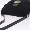 FENDI Mamma Baguette Shoulder Bag Cotton jersey Black Silver Auth 213058-6