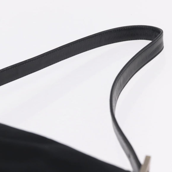 FENDI Mamma Baguette Shoulder Bag Cotton jersey Black Silver Auth 213058