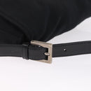 FENDI Mamma Baguette Shoulder Bag Cotton jersey Black Silver Auth 213058-9