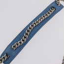 PRADA Chain Shoulder Bag Leather Light Blue Silver Auth 213060M-11