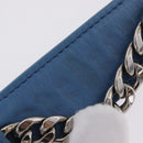 PRADA Chain Shoulder Bag Leather Light Blue Silver Auth 213060M-12