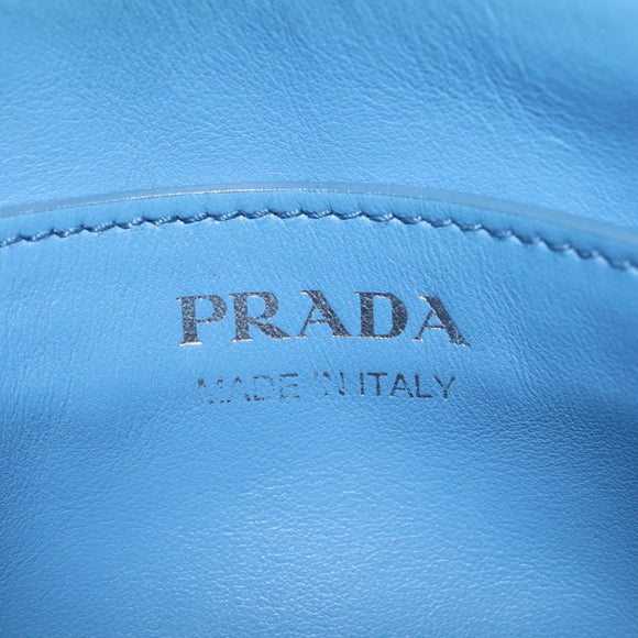PRADA Chain Shoulder Bag Leather Light Blue Silver Auth 213060M