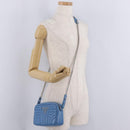 PRADA Chain Shoulder Bag Leather Light Blue Silver Auth 213060M-26