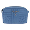 PRADA Chain Shoulder Bag Leather Light Blue Silver Auth 213060M-2