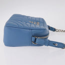 PRADA Chain Shoulder Bag Leather Light Blue Silver Auth 213060M-4