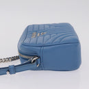 PRADA Chain Shoulder Bag Leather Light Blue Silver Auth 213060M-6