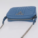 PRADA Chain Shoulder Bag Leather Light Blue Silver Auth 213060M-8