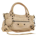 Balenciaga The First Hand Bag Leather 2way Beige 103208 Auth 213061A-1