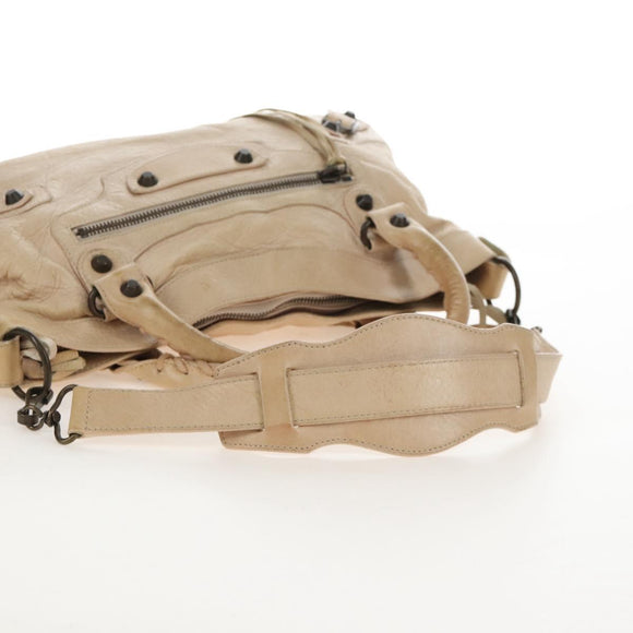Balenciaga The First Hand Bag Leather 2way Beige 103208 Auth 213061A