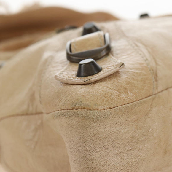 Balenciaga The First Hand Bag Leather 2way Beige 103208 Auth 213061A