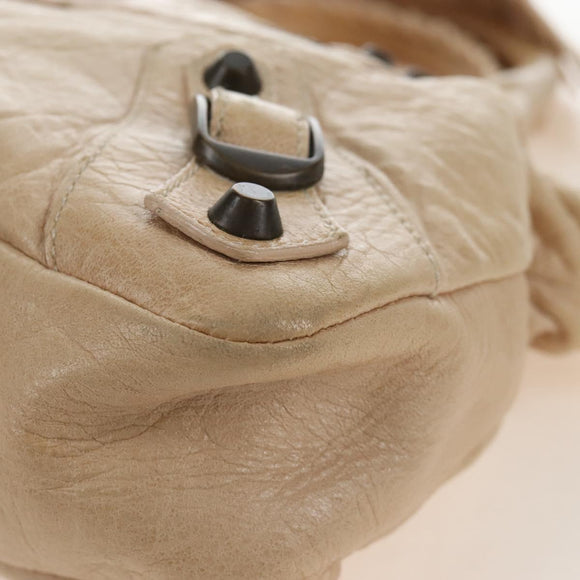 Balenciaga The First Hand Bag Leather 2way Beige 103208 Auth 213061A