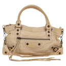 Balenciaga The First Hand Bag Leather 2way Beige 103208 Auth 213061A-2