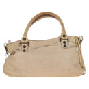 Balenciaga The First Hand Bag Leather 2way Beige 103208 Auth 213061A-3