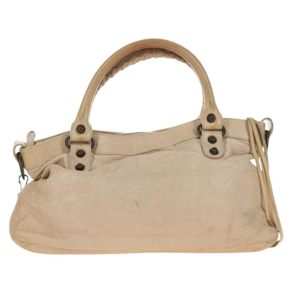 Balenciaga The First Hand Bag Leather 2way Beige 103208 Auth 213061A
