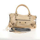 Balenciaga The First Hand Bag Leather 2way Beige 103208 Auth 213061A-33