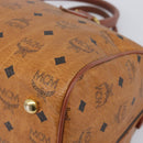 MCM Vicetos Logogram Boston Bag PVC Leather Brown Gold Auth 213062-10