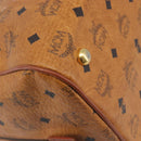 MCM Vicetos Logogram Boston Bag PVC Leather Brown Gold Auth 213062-11
