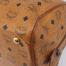 MCM Vicetos Logogram Boston Bag PVC Leather Brown Gold Auth 213062-12