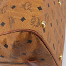MCM Vicetos Logogram Boston Bag PVC Leather Brown Gold Auth 213062-13