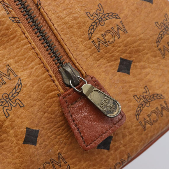 MCM Vicetos Logogram Boston Bag PVC Leather Brown Gold Auth 213062