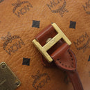 MCM Vicetos Logogram Boston Bag PVC Leather Brown Gold Auth 213062-18