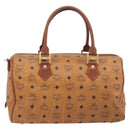 MCM Vicetos Logogram Boston Bag PVC Leather Brown Gold Auth 213062-3