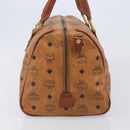 MCM Vicetos Logogram Boston Bag PVC Leather Brown Gold Auth 213062-5