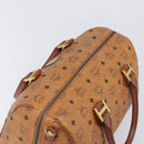 MCM Vicetos Logogram Boston Bag PVC Leather Brown Gold Auth 213062-6