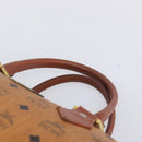 MCM Vicetos Logogram Boston Bag PVC Leather Brown Gold Auth 213062-8
