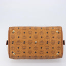 MCM Vicetos Logogram Boston Bag PVC Leather Brown Gold Auth 213062-9