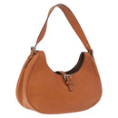 PRADA Shoulder Bag Leather Brown Silver Auth 213064-1