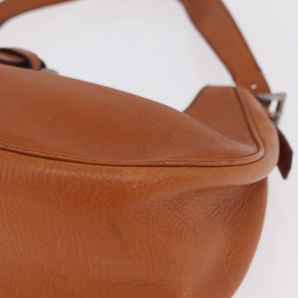 PRADA Shoulder Bag Leather Brown Silver Auth 213064