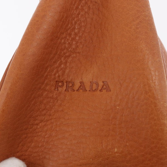 PRADA Shoulder Bag Leather Brown Silver Auth 213064