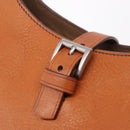 PRADA Shoulder Bag Leather Brown Silver Auth 213064-20