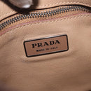 PRADA Shoulder Bag Leather Brown Silver Auth 213064-22