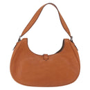 PRADA Shoulder Bag Leather Brown Silver Auth 213064-3
