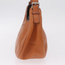 PRADA Shoulder Bag Leather Brown Silver Auth 213064-5