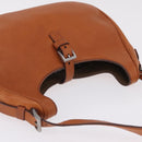PRADA Shoulder Bag Leather Brown Silver Auth 213064-7